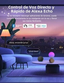 Aigostar Bombilla LED Inteligente E27 G120 Bluetooth Mesh Compatible con Alexa, 18W Bombilla Inteligente RGBW Gradiente, Regulable 16 Millones de Colores, Incluye Control Remoto - 16 millones de colores y 6500K - Ver 3