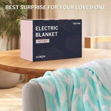 VENTIMI Electric Heated Blanket Throw, Heating Blanket With 5 Heat Settings & 3 Hours Auto-Off Timer, Warm Flannel Sherpa Heated Throw For Winter, Overheat Protection, 50''*60'', Machine Washable - 綠色 - 查看 7