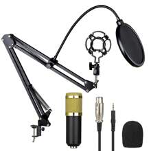 BM-800 Gold Microphone Kit With Explosion-Proof Mesh Shock Mount Adjustable Scissor Arm Stand 3.5mm Jack USB Power Supply Professional Recording Microphone Kit Portable Suitable For Live Broadcasting Singing Good Gift For Friends - Gold - View 4