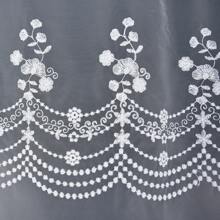Rideaux brodés en maille élégants et romantiques, 1 pièce, 400*150 cm, broderie florale exquise, conception de tunnel supérieur pour une installation facile, légers et respirants, filtrant doucement la lumière, créant une atmosphère chaleureuse, parfaits pour les mariages, les salons, les chambres à coucher, les salles à manger et les cuisines