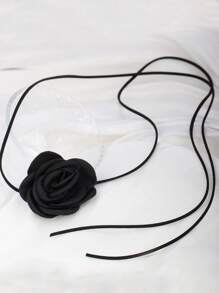 1 pieza Collar gargantilla de flor de rosa negra, gargantilla envuelta de estilo gótico oscuro, vintage y sexy con decoración de camelias, adecuado para vestidos, ocasiones formales, fiestas, regalo para amigos y citas