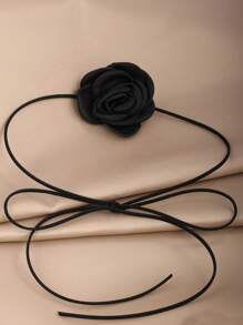 1 pieza Collar gargantilla de flor de rosa negra, gargantilla envuelta de estilo gótico oscuro, vintage y sexy con decoración de camelias, adecuado para vestidos, ocasiones formales, fiestas, regalo para amigos y citas