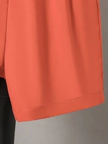 2pcs/Set Young Boy Outdoor Casual Vacation Dinosaur Print Cardigan Shirt And Solid Orange Shorts Sets, Spring/Summer