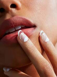 10 Folhas/390 peças OU 6 Folhas/234 peças Adesivos de Arte de Unhas de Manicure Francesa Simples, Pinças, Design de Lua em V Auto-Adesivo, Dicas de Unhas DIY, Modelos e Ferramentas Decorativas para Unhas