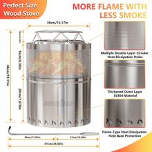 Portable 15 INCH STAINLESS STEEL SMOKELESS FIREPIT FOR WOOD OR PELLET BURNING