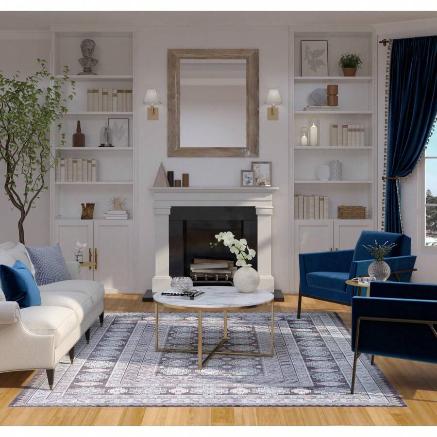 Alfombra de área Salina de 5x8 pies en color carbón/azul/rosa - 468874 - Ver 1