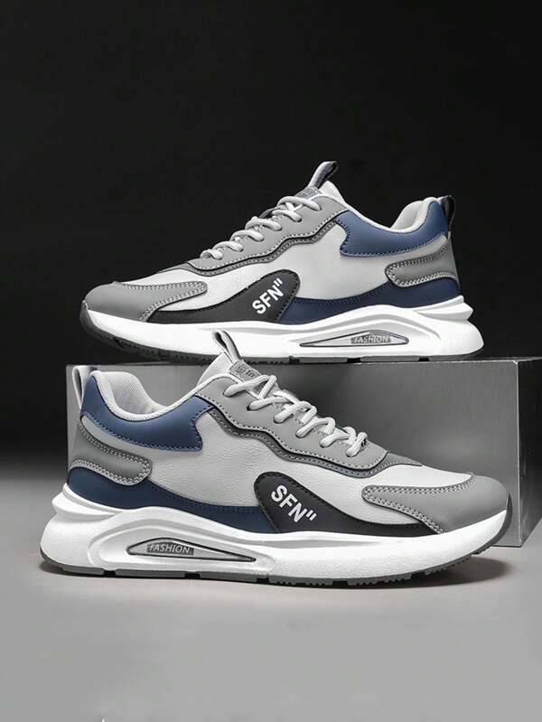 Zapatillas casuales versátiles para hombre, zapatillas deportivas ligeras de fácil puesta, diseño de bloques de color a la moda, adecuadas para adolescentes, verano, casual, aire libre, deportes, viajes, regalos de graduación, accesorios de vestir de cumpleaños