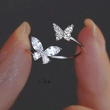 1pc Women's Delicate Light Luxury Design Fresh And Sweet Style Open Adjustable Zirconia Butterfly Ring Suitable For Weddings, Parties, Daily Wear Elegant Party