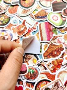 100 张/包食物、蛋糕、蔬菜、水果涂鸦贴纸 - 彩色 - 查看 2