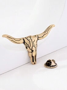 1 件波西米亚西部哥特式复古合金牛头胸针，耐用且用途广泛，适用于服装、包包或帽子，带扣时尚胸针 - 古金色 - 查看 12