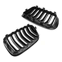 Gloss Black Front Bumper Kidney Grille Grill Fit BMW X3 F25 2011-2014 Dual Line - Black - View 6
