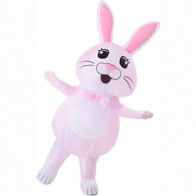 Easter Pink Bunny Inflatable Costume Full Body Easter Party Blow-Up Costume For Adult