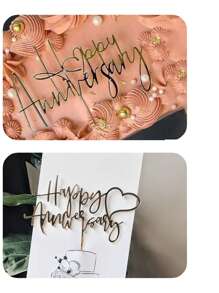 3Pcs 'Happy Anniversary' Cake Topper, Wedding Anniversary Cake Decoration., Back To School Valentine Day