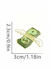 1pc Unique Winged Currency Shaped Alloy Fixed Brooch, Fashion Lapel Collar Decor Accessory