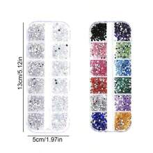 12 rejillas de piedras de imitación de diferentes tamaños para decoración de uñas 3D, gemas acrílicas, perlas, accesorios y suministros para manicura y decoración de uñas