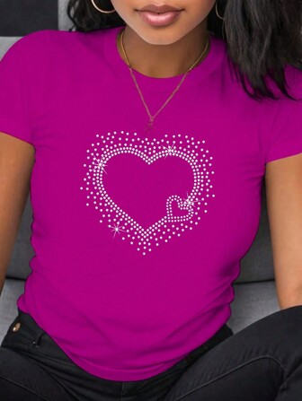 Heart Pattern Heat Transfer Vinyl, Dot Heat Press Design, Iron-On DIY Decal Sticker, Suitable For T-Shirts, Hoodies, Jackets, Ideal For Valentine's Day Themed Clothing Decoration, Washable