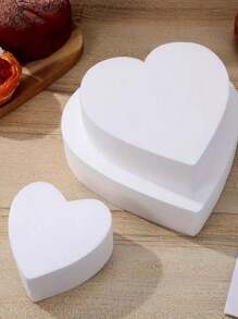1pc Heart-Shaped High Density Foam Cake Model, Suitable For Valentine's Day Party DIY Cake Decoration, Wedding Decoration - White - View 5