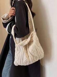 ENBEI Crochet Bags For Women Summer Beach Tote Bag Aesthetic Tote Bag Hippie Bag Knit Bag Fashion Must-Have: Women Crochet Knit Tote Bag, Hollow Out Handbag, Beach Travel Shoulder Bag, -Friendly Large Capacity Shopping Bag With Sand-Shaking Design, Perfect Gift For Students And Female Tourists In Outdoor Activities, Traveling And Shopping