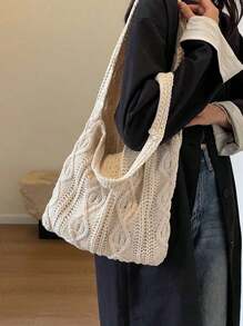 ENBEI Crochet Bags For Women Summer Beach Tote Bag Aesthetic Tote Bag Hippie Bag Knit Bag Fashion Must-Have: Women Crochet Knit Tote Bag, Hollow Out Handbag, Beach Travel Shoulder Bag, -Friendly Large Capacity Shopping Bag With Sand-Shaking Design, Perfect Gift For Students And Female Tourists In Outdoor Activities, Traveling And Shopping