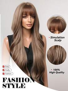 Pelucas Sintéticas Rubias Mezcladas Marrones Con Cabello Largo Y Ondulado Natural Para El Uso Diario Y Cosplay, Resistente Al Calor - Marrón - Ver 6