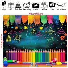 1 pieza Telón de fondo para el primer día de clases, tela de fondo fotográfico, suministros para fiestas, pancarta de fondo fotográfico, bandera, decoración del hogar, decoración de habitaciones, tela decorativa de fondo para interiores/exteriores, perfecta para uso en exteriores - Multicolor - Ver 7