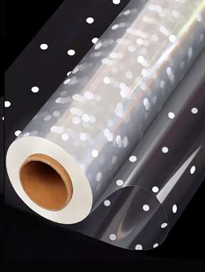 Roll Of 30m Clear Cellophane With White Polka Dots - Thick Clear Hamper Wrapping Film For Snacks, Gifts, Flowers, Holiday And Valentine's Day Wrapping