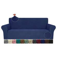 Living Room Chair Cover, 1/2/3/4 Seater Armchair Sofa Cover Stretchy Pet Friendly Sofa Furniture Protector With Elastic At Bottom - Navy Blue - View 1