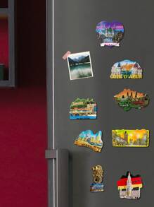 1pc Creative Travel Souvenir Landscape Magnetic Fridge Magnet, World Architecture And Scenery Design, Travel Decor Craft Gift Fridge Magnet,School Supplies,Back To School
