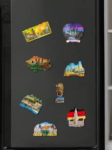 1pc Creative Travel Souvenir Landscape Magnetic Fridge Magnet, World Architecture And Scenery Design, Travel Decor Craft Gift Fridge Magnet,School Supplies,Back To School