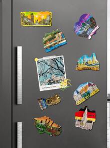 1pc Creative Travel Souvenir Landscape Magnetic Fridge Magnet, World Architecture And Scenery Design, Travel Decor Craft Gift Fridge Magnet,School Supplies,Back To School