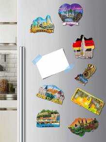 1pc Creative Travel Souvenir Landscape Magnetic Fridge Magnet, World Architecture And Scenery Design, Travel Decor Craft Gift Fridge Magnet,School Supplies,Back To School