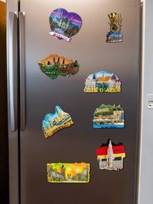 1pc Creative Travel Souvenir Landscape Magnetic Fridge Magnet, World Architecture And Scenery Design, Travel Decor Craft Gift Fridge Magnet,School Supplies,Back To School