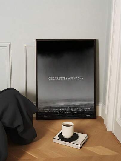 1pc Black And White Style Decorative Painting With Artistic Text, Unframed Wall Art For Bedroom