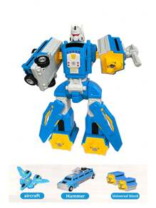 1pc Creative Assembly Transformer Robot Car Airplane Disassembly Construction Imaginative Development Hands-On Ability Training Transformable Robot Toy, Gift For Boys - Multicolor - View 9