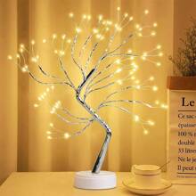 1PCS/2PCS 108 Simulated Led Tree Light Copper Wire Light, Touch Switch Home Romantic Decoration Night Light (Warm White) Without Battery, Outdoor Holiday Party Decoration, Wedding/Anniversary/Birthday/Thanksgiving/Halloween/Harvest Festival/Christmas/Valentine's Day Decoration - Warm Color-1PCS - View 5