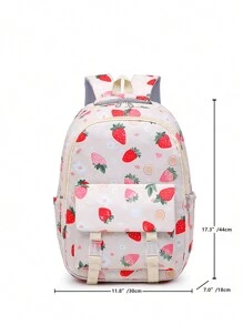 3pcs/Set Stylish New Cute Strawberry Printed Large Capacity Backpack Set - Multicolor - View 3