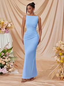 ADYCE 女士船领侧开衩修身正式礼服，适合舞会、派对、鸡尾酒会、毕业典礼、晚宴、婚礼宾客等场合。