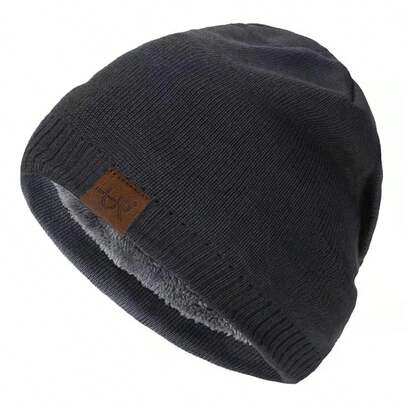 Sombreros de invierno Unisex URGENTMAN Labal, gorros de punto de Color sólido para hombres y mujeres, gorro deportivo cálido para exteriores, agregar forro de piel