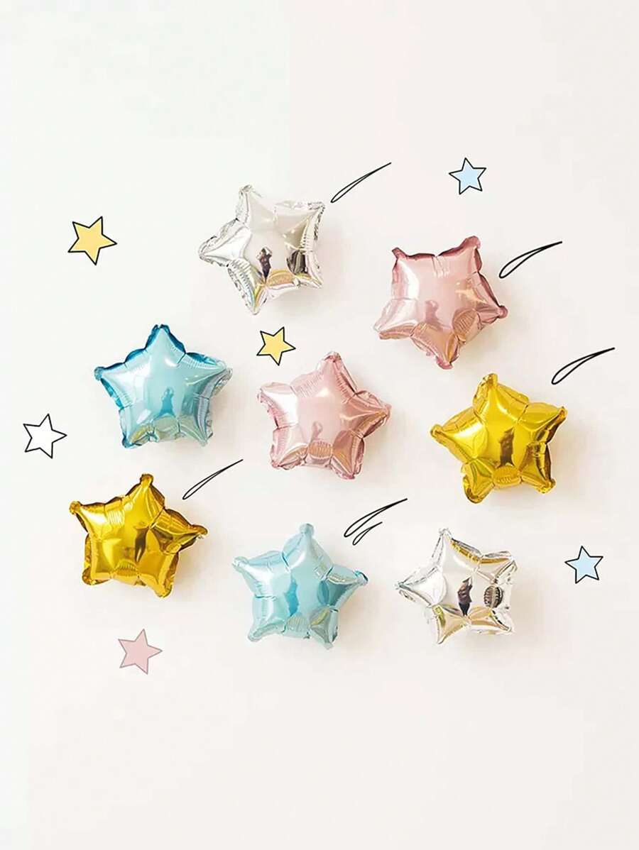 40 个 5 英寸迷你五角星铝箔气球，星形装饰，适用于背景墙、生日派对、周年庆典、生日快乐 - 彩色 - 查看 1