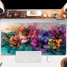 彩色曼陀罗游戏鼠标垫，美观艺术桌面垫，橡胶底座，缝边防滑，超大尺寸，适用于办公室和家庭，可作为男女生日、圣诞节、情人节等节日礼物，也适合返校季使用。游戏鼠标垫，桌面配件，办公用品，办公桌配件，桌面鼠标垫 - 彩色 - 查看 2