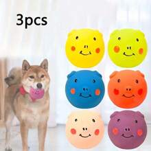 1/2/3/4 piezas Juguetes de perro con chillido, juguetes de goma suave y látex duraderos para masticar y hacer la dentición, pelotas interactivas para buscar con diseño de cara divertida, adecuados para cachorros y perros pequeños/medianos - Multicolor - Ver 11