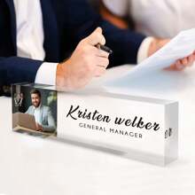 Custom Name Plates For Desks With Photo/Logo, Desk Name Plate Personalized, Personalized Clear Acrylic Glass Block, Office Gifts For Cowrkers, Boss, Teacher/Employee Appreciation Gifts Office Desk Decor For Women Men, Acrylic Desk Accessories Back To School,Ornamental,Reusable,Multi-Functional,Modern,Colorful,Cute,Vintage,Workers,Clients,For Business/Work/Office,For School,Multi-Functional,Ornamental,Reusable,Modern,Colorful,Cute,Vintage,Cartoon,Kawaii,Custom,Personalized,Unique,Customized,Workers,Clients,Students,For Business/Work/Office,For School