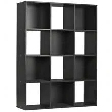12-Cube Black Storage Organizer Bookcase Home Office Display Bookshelf Shelves