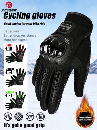 X-TIGER Winter Motorcycle Gloves For Men, Cold-Proof, Windproof, Shatter-Proof, Warm And Thickened Hand Warmers, Motorcycle Outdoor Touch Screen Gloves, Plus Fleece Gloves