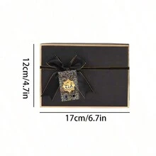 2 Packungen Geschenkbox Event Party Zubehör Verpackung Schwarze Goldene Dicke Geschenkbox mit Schleifenbox, Geschenkverpackung, geeignet für Valentinstag und Party Geschenkverpackung, schwarzes Gold Set (Anhänger und Geschenkbox)