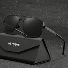 WEYFANY 方形金屬偏光太陽眼鏡，雙樑戶外騎行開車釣魚旅行眼鏡禮品套裝 - 多色 - 查看 2