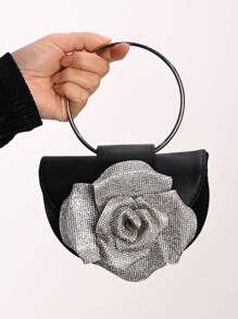 Elegante bolsa de mão com strass rosa de cetim 3D camélia bolsa de noite brilhante bolsa equestre bolsa equestre de cetim bolsa enfeitada com cristais brilhantes bolsa de dia dos namorados bolsa de casamento nupcial moda feminina bolsa de mão com strass rosa 3D bolsa de noite de cristal super brilhante bolsa de evento de flor de cristal Características: - Leve e portátil - Fecho magnético - Cor preta clássica - Forro de poliéster - Sem impressão - Não lavável - Alça de ombro removível - Adequado para uso diário ou eventos formais