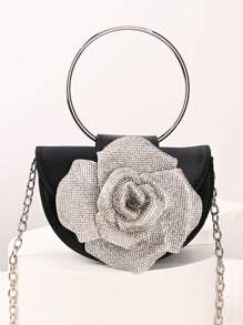 Elegante bolsa de mão com strass rosa de cetim 3D camélia bolsa de noite brilhante bolsa equestre bolsa equestre de cetim bolsa enfeitada com cristais brilhantes bolsa de dia dos namorados bolsa de casamento nupcial moda feminina bolsa de mão com strass rosa 3D bolsa de noite de cristal super brilhante bolsa de evento de flor de cristal Características: - Leve e portátil - Fecho magnético - Cor preta clássica - Forro de poliéster - Sem impressão - Não lavável - Alça de ombro removível - Adequado para uso diário ou eventos formais