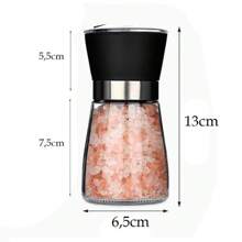 KIT OF 2 GLASS SPICE GRINDERS WITH PREMIUM STAINLESS STEEL DETAILS - BLACK LID Salt Pepper Grinder - Trong sáng - Xem 6