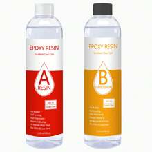 1:1 AB透明环氧树脂套装，17盎司/6.83盎司/3.42盎司 - 8小时快速固化，无气泡，是DIY艺术、珠宝、桌面装饰和工艺品的理想之选，耐刮擦，抗黄变，表面光滑，非常适合初学者。 - 彩色 - 查看 13